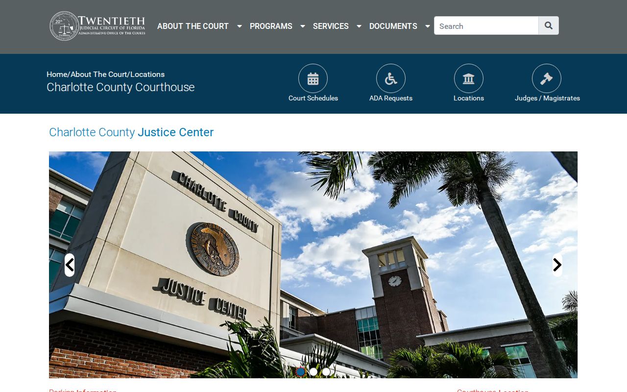 Charlotte County criminal court case records at the Justice Center