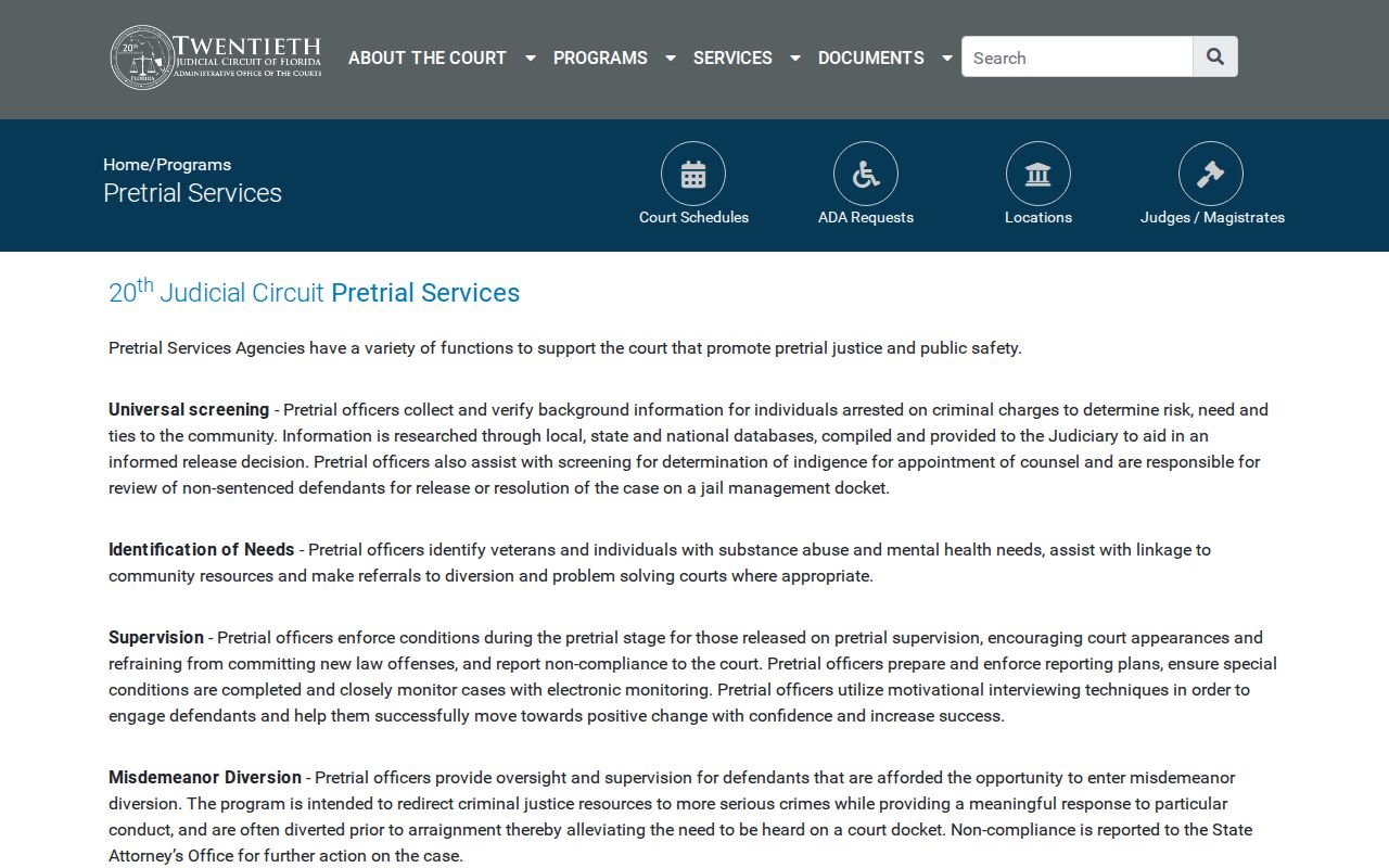Charlotte County criminal court Pretrial Services information